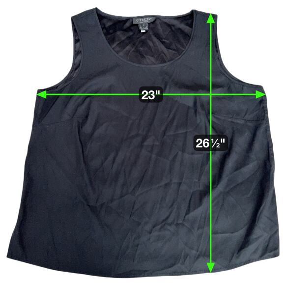 Citron Santa Monica Collection Silk Sleeveless Tank Top Black Minimalist Size 1X - Picture 8 of 9